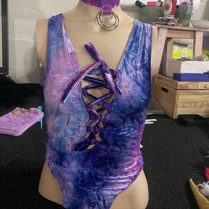 Eat sleep rave purple bodysuit small